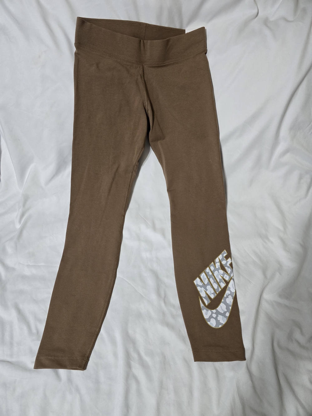 Nike Girls Brown Leggings with Printed Logo
